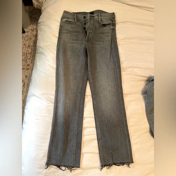 MOTHER Women's Straight Leg Gray Jeans - Picture 1 of 5